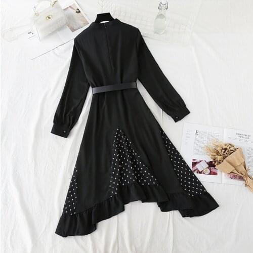 Chiffon dress female 2021 new spring and autumn wild stitching irregular loose and thinLarge size dress
