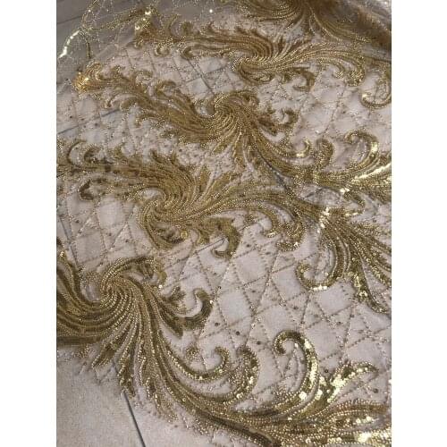 Special Embroidery Tulle Fabric J-96686 with full beads African Net Lace Fabric for nice dress