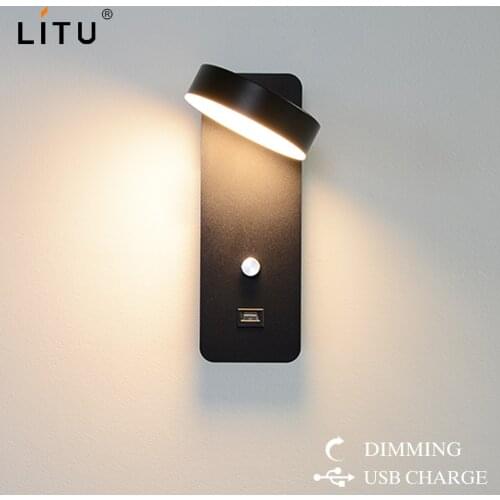 Led indoor wall lamps 9W dimming switch led wall light modern stai wall with USB charge wall sconce livingroom led luminaire
