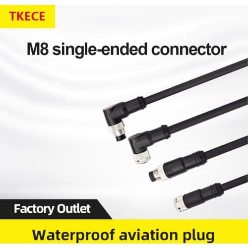 TKECE M8 Straight Head 3 Core 4 Core Male And Female Single Ended Connector PVC High-flex Cable To Plug-in Sensor Connector