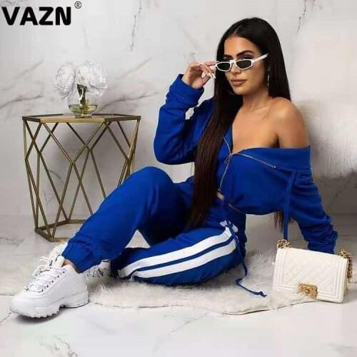VAZN 2020 Top Quality Nature Casual Young Energy Daily Free Fashion Full Sleeve Long Pants Tracksuits Women 2 Piece Set