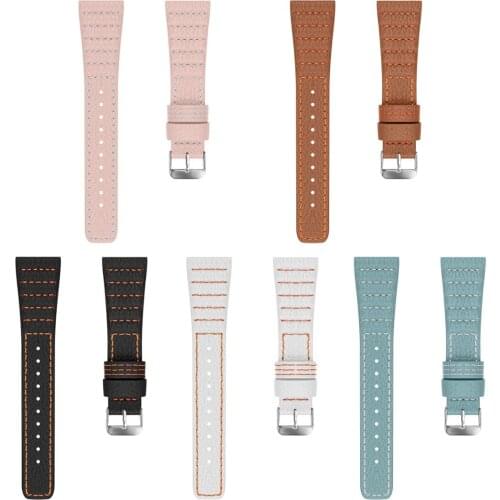 Vintage Leather Watch Bracelet Replacement Genuine Leather Wrist Band Strap for Fitbit Versa/Versa 2/Versa lite Smart Watch Band