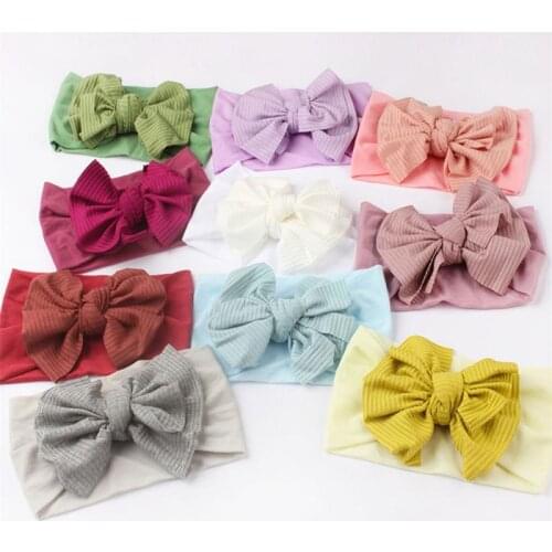 1pc Summer Childrens Colorful Nylon Soft Bow Knotted Hairband Candy Color Nylon Solid Color Wide-brimmed Baby Hair Accessories