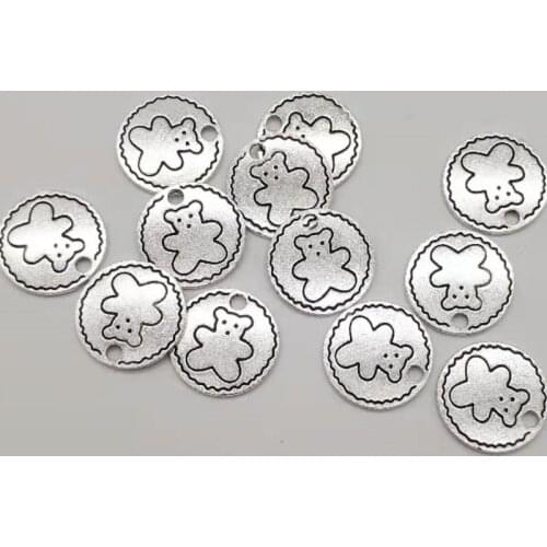 20pcs/pack retro Round Bear Metal Charms Earring Bracelet DIY Necklace Jewelry Making