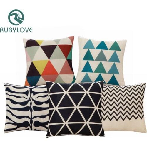 45x45cm Cotton Linen Geometry Cushion Covers Square Pillow Cover For Sofa Bed Nordic Decorative Pillow Case Almofadas