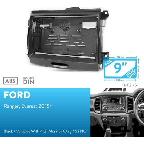 9 inch Car Fascia Radio Panel for FORD Ranger 2015+ Dash Kit Facia Console Bezel Adapter 9inch Trim Cover Install kit Plate