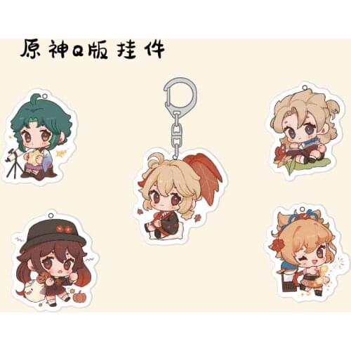 Anime Genshin Impact Barbara Gunnhildr Klee Raiden Shogun Acrylic Keychain Pendant Bag Charm Decoeation Cosplay Collection Toys