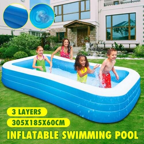 305CM Rectangular Inflatable Swimming Pool 3/4 Layers Thicken PVC Paddling Pool Bathing Tub Outdoor Summer Swimming Pool For Kid