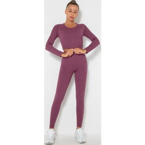 Seamless Women Yoga Sets Soild Color Gym Sets Full Length Sport Leggings Cosy Athletic Crop Top High Waist Workout 2 Piece Suits