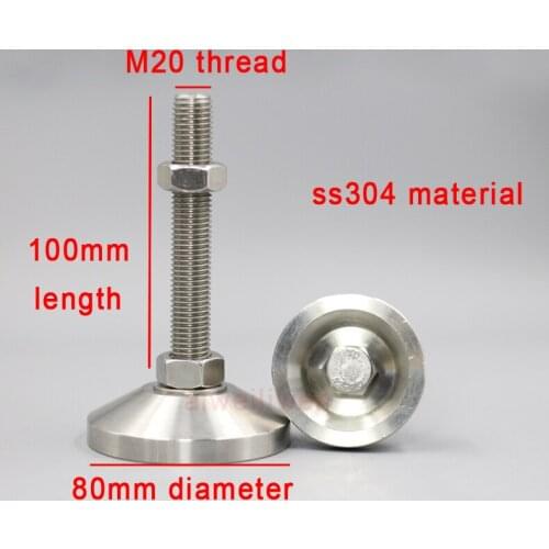D80 M20 thread 100mm ss304 balance feet adjustable foot cup stainless steel Metal Leg furniture supporting SUS feet cup