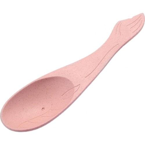 Children Spoon Cartoon Design Multi-use Wheat Straw Baby Solid Feeding Soup Spoon Utensils