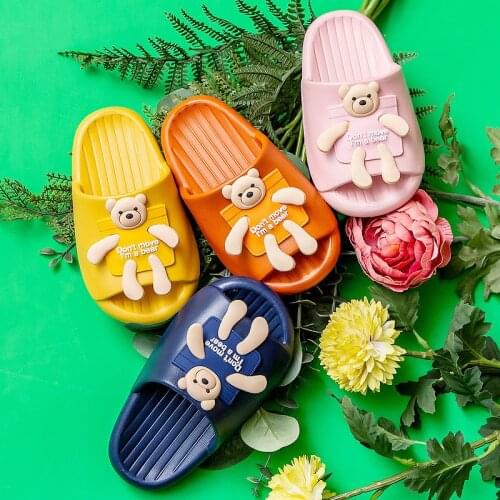 Girl Children Cute Bear Kids Summer Sandals Non-slip Indoor Slippers For Girls Beach Baby Shoes Home Waterproof Slippers
