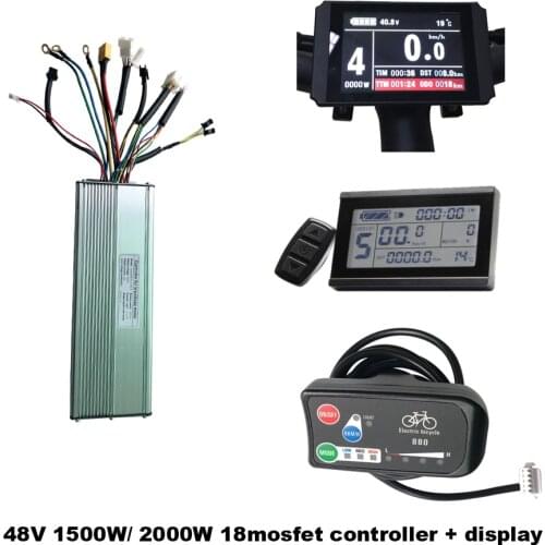 Ebike 48V 1500W/2000W Dual Mode or Sine Wave KT 45A Controller 18 Mosfet Tubes Brushless Motor and KT LCD3 LCD8H with USB Port