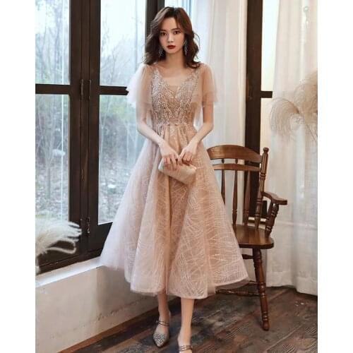 Женские вечерние платья ниже колена Ladybeauty China At AliExpress