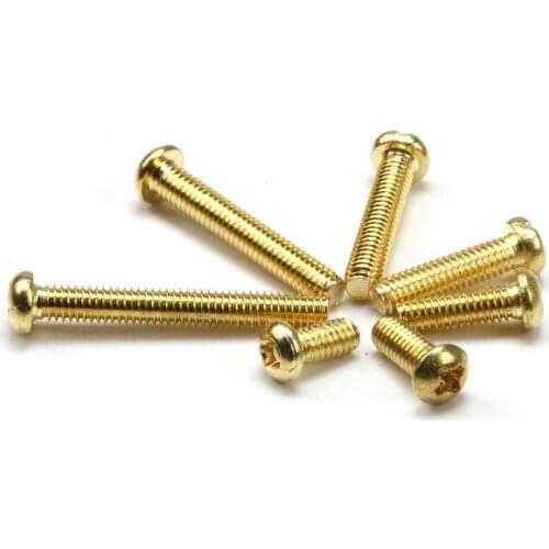 M2 *4/5/6/8/10/12/16 mm Brass Cross Recessed Pan Head PM Screws Phillips Screws 100pcs