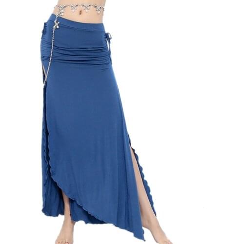 Modal 2 Sides Slit Belly Dance Clothes Asymmetric Adjustable Fit Elastic Waistband Girls Bellydance Skirt for Training