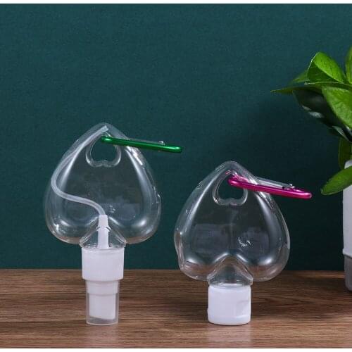50ml Transparent Empty Bottle Leaf Heart Spray Bottle Refillable Perfume Alcohol Container Shampoo Lotion Jar With Metal Hook