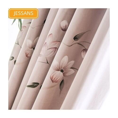 New Chinese Printed Curtains Blackout Curtains for Living Room Bedroom Study Finished Product Custom White Screen Curtains