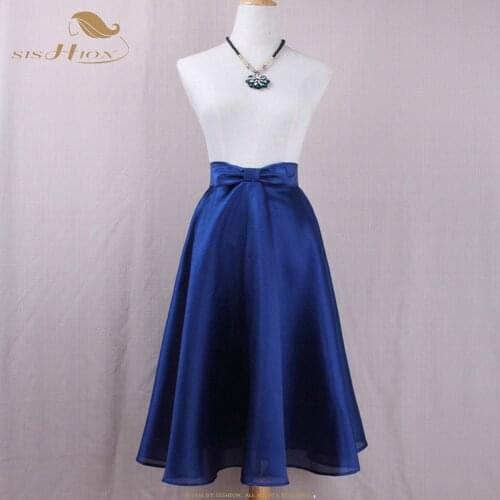SISHION 2021 Elegant Women High Waist Swing Vintage Skirt A Line Black Blue Midi Skirts Big Bow female SP0338