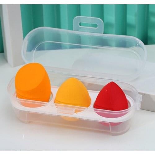3pc Makeup Cosmetic Puff Makeup Sponge with Storage Box Foundation Powder Blender Sponge Beauty Tool Wet&dry Use