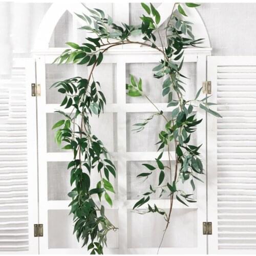 Wedding ceiling winding road layout rattan window Artificial Silk willow vine faux foliage wreath for Home Wedding Decoration