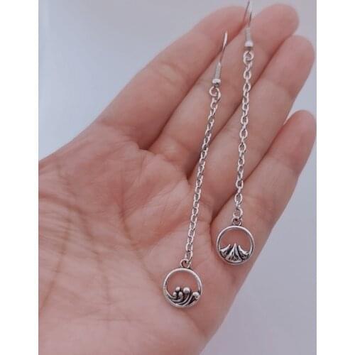 Vintage Ocean Mountain Pendant earring Eachother Couple earring Fashion Earrings for Women Hollow Asymmetry Earring Jewelry