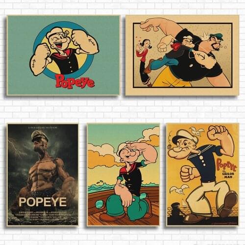 WTQ Popeye Eats Spinach Classic Movie Anime Poster Wall Decoration Retro Poster Wall Art Studio Decoration Home Decor