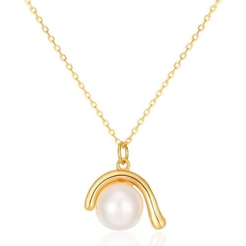 925 sterling silver Round pearl pendants necklace simple design wild elegant charm pearl necklace for women jewelry