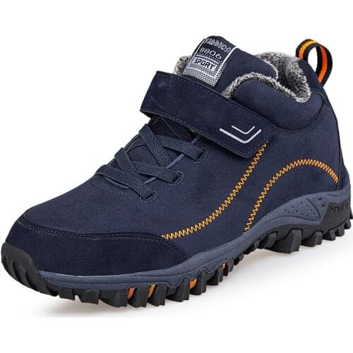 Winter Men Boots with Fur Warm Snow Women Non-slip Boots Men Work Casual Shoes Sneakers High Top Rubber Ankle Boots Plus Size985