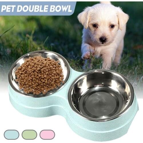 1Pc Stainless Steel Dog Double Feeding Bowls Cat Water Food Dishes Puppy Feeder Container Pet Supplies