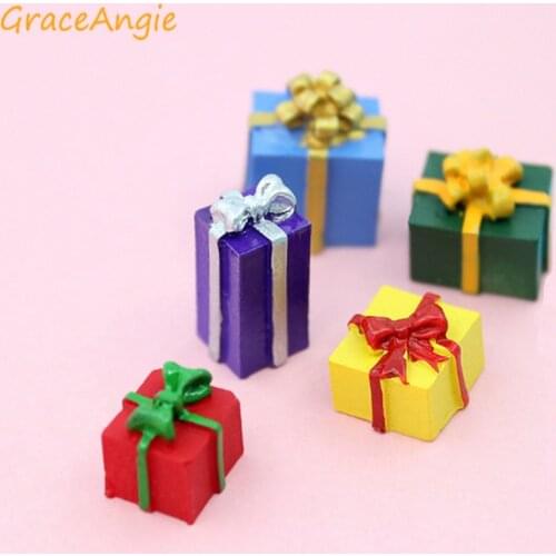 10pcs mixed Christmas Gift box Flatback resin refrigerator magnets Simulation Christmas accessories earring diy handmade jewelry