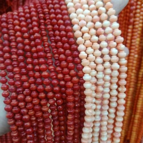 20pcs 6mm Little Mushroom Red Coral Beads DIY Loose Spacer Pink Corals Bead For Jewelry Making Bracelet Necklace
