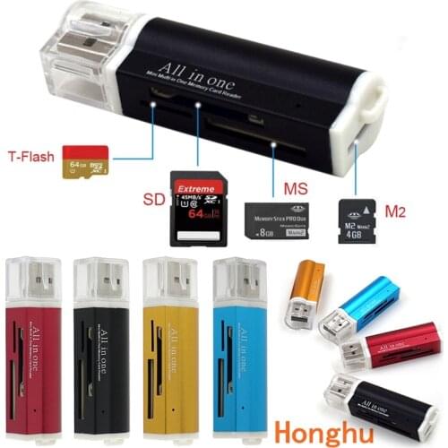 4 in 1 Micro USB 2.0 Memory Card Reader usb Adapter for Micro SD card TF M2 MMC MS PRO DUO Card Reader