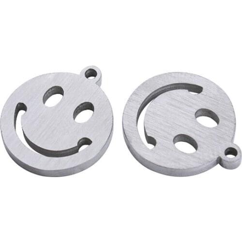 6pcs/lot 14.3mm stainless steel smile Connector Metal Alloy Pendant For DIY bracelet Jewelry Making d3s