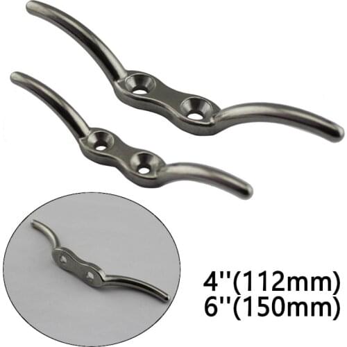 6Pcs Marine Grade SS316 Stainless Flagpole Cleat Hook Fixed Hook Flag Rope Cleats 4'' 6'' for Boat Car Truck Mooring Accessories