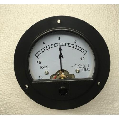 65C5 DC 10A-0-10A 5A Round Panel Meter Gauge Current Tester Analogue Analog Ammeter