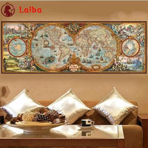 Diamond Mosaic Hot selling home art, retro world map round drill Cross Stitch Diamond Art Painting Full Square Decor For Home