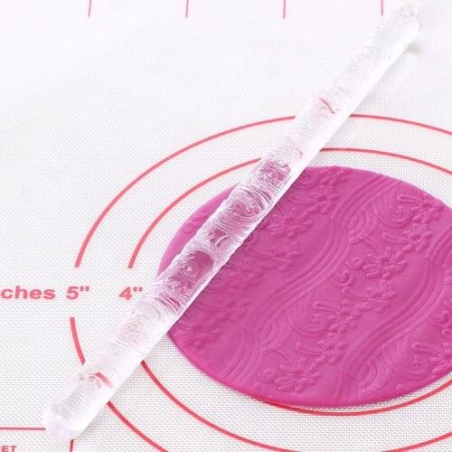 Facemile Free Shipping 1PCS 16*1CM Acrylic Rolling Pin Fondant Roller Pastry Tool Non-Stick Baking Pizza Pasta Embossing Roller