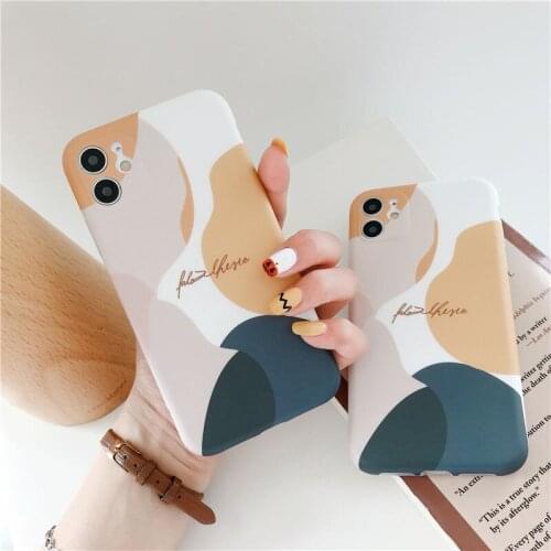 Korea INS Style Illustration Phone Case For iPhone 12 Mini 11 Pro Max XS Max X 7 8 Plus Pro Cartoon Pattern Soft IMD Back Cover