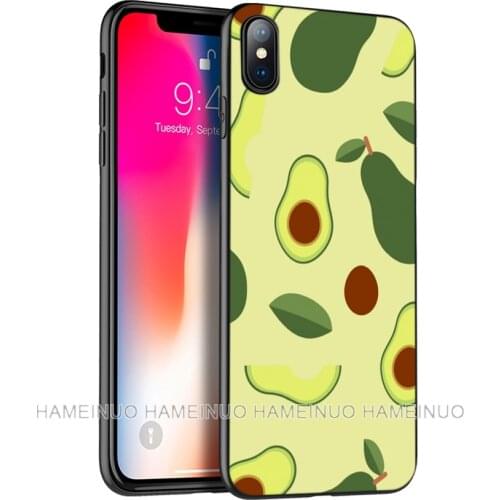 Black tpu case for iphone 5 5s SE 2020 6 6s 7 8 plus X 10 XR XS 11 pro MAX silicon cover Avocado fruit art pattern