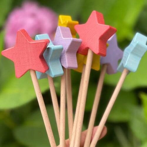12pcs Wooden Star Fairy Stick Baby Nordic Wood Toys Beech Creative Room Decoration Kids Montessori Educational Toy for Children