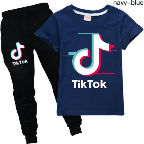 TIK TOK Kids Summer Clothing Toddler Boy Girl Short Sleeve T-Shirt Pants Outfits 2PCS Children Girls Sest