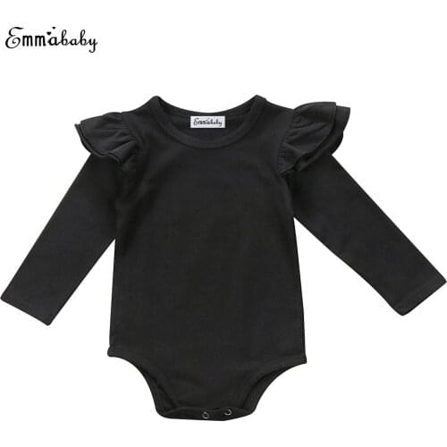 New Lovely Kid Clothes Newborn Infant Baby Girls Long Sleeve Bodysuits Jumpsuit Outfit Clothes Solid Color Cute Baby Bodysuits
