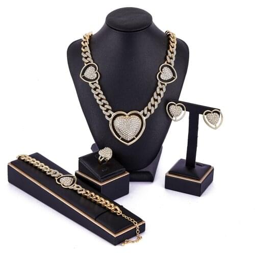 2021 Jul Afirca jewelry set for women Ring Bracelet Necklace Earring Alloy jewelry sets for Wedding New Trend Fahsion jewelry