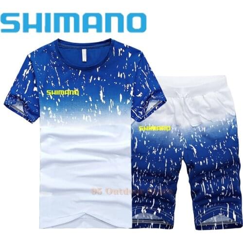 Shimano Fishing Suit Men Summer Fishing Clothing Sportswear 2 Piece Outdoor Shorts Fishing Pants Quick Dry Sport Fishing T Shirt