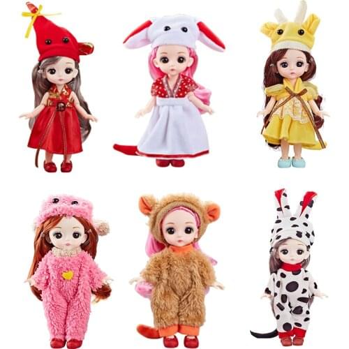 16cm Mini Girls Doll Realistic Durbale Simulation Baby BJD Doll Toy Movable Jointe Childrens Pretend Play Toy Gift