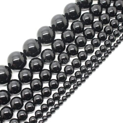 Mini. order is $7! 4-20mm Natural Onyx Black Agates Round Spacer Loose Beads 15"