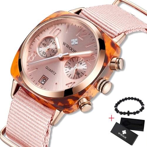 WWOOR Fashion Simple Womens Watches Dress Quartz Nylon Wristwatch Ladies Waterproof Clock Female bayan kol saati Free Gift With
