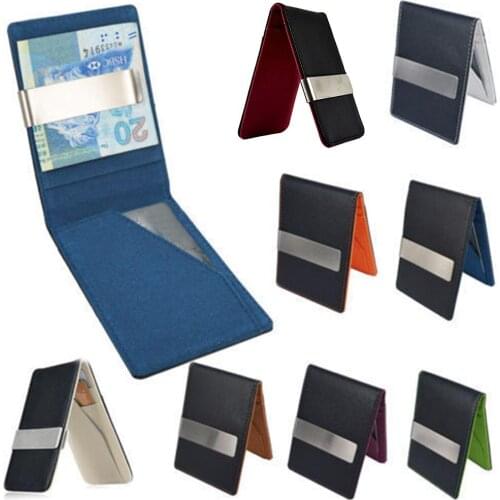 HOT SALES 2021 Mens Faux Leather Money Clip Slim Wallet ID Credit Card Storage Holder Purse