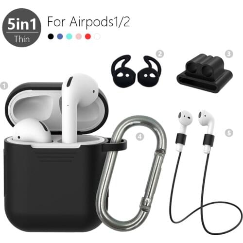 Soft Silicone Case 5 piece set For Apple AirPods Earphone Cases For Apple Airpods Shockproof Cover For Air Pods Protector Case